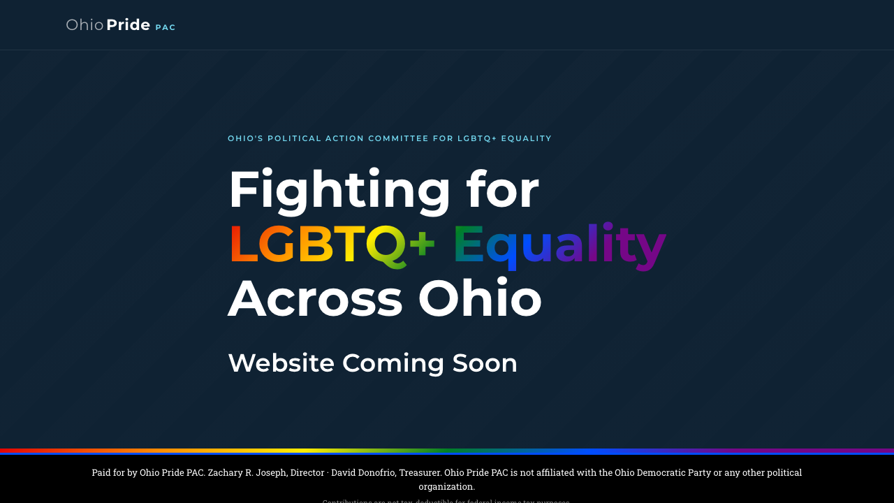 Ohio Pride home page screenshot